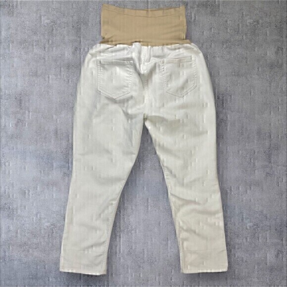 Indigo Blue Jeans Women XL Cream Stretchy Maternity Crossover Panel Skinny Pants - Picture 5 of 12